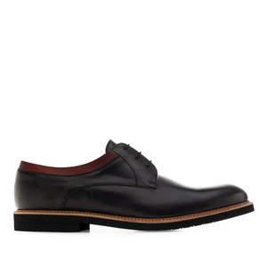 Chaussures Style Blucher en Cuir Noir