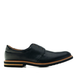 Skórzane męskie buty w kolorze Czarnym