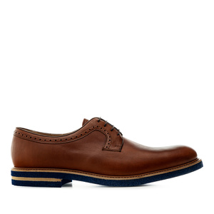 Chaussures pour Hommes style Oxford en cuir Acajou