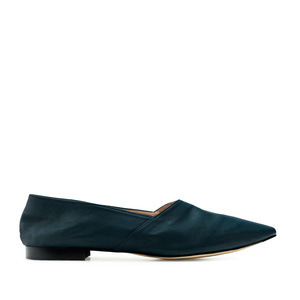 Flat Slip-on Shoes in Blue Leather