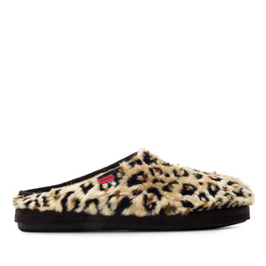 Leopard Print Plush Fur Slippers