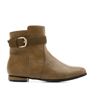 Flat Ankle Boots in Earth-coloured faux 