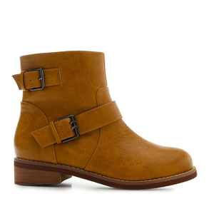 Biker Boots in Camel faux Leather
