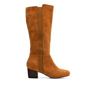 Mid-Calf Boots in Camel Suedette