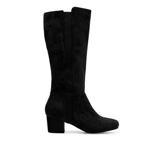 Mid-Calf Boots in Black Suedette