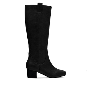 Mid-Calf Boots in Black Faux Leather