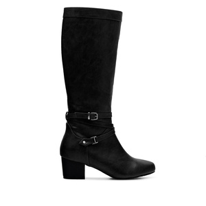 2-Buckled boots in Black Faux Leather