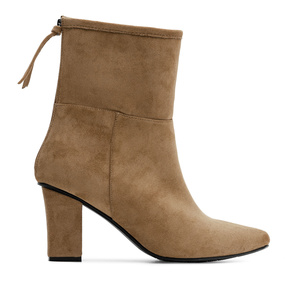 Mid-Calf Taupe Suedette Booties