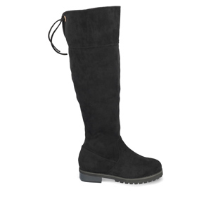 Knee-high boots in black faux suede