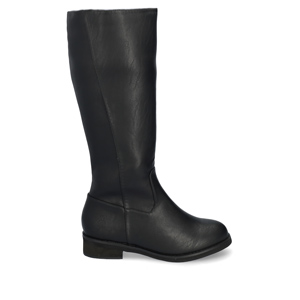 Flat boots in black faux leather