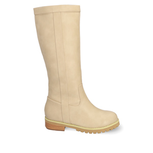 Mid-calf boots in off-white faux leather