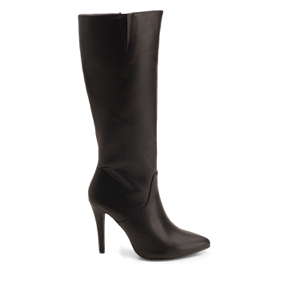 Heeled boots in black faux leather