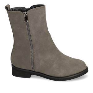 High-top booties in grey camel faux split leather
