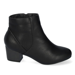 Heeled booties in black faux leather