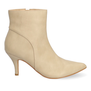 Mid-heel booties in ivory faux leather
