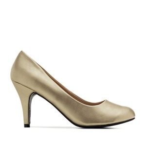 Retro Pumps in Gold faux Soft-Leather