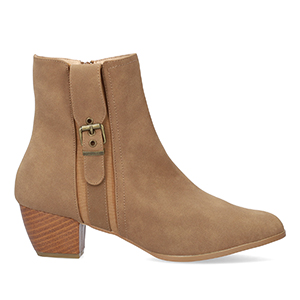 Ankle boots in faux brown nubuck.