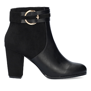 High heeled combined black colour bootie.