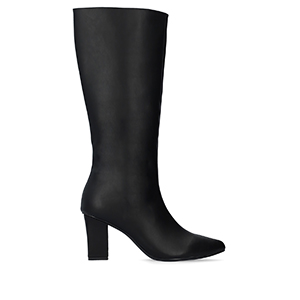 Smooth black colored faux leather boots