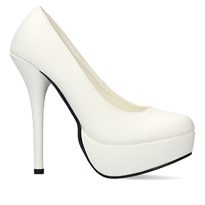 Escarpins aspect cuir Blanc et talon 14 cm.