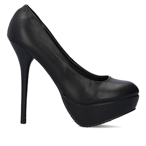 Schwarze Lederimitat High heels. 14 cm Absatz