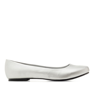 Classic Ballerinas in Silver faux Soft-Leather