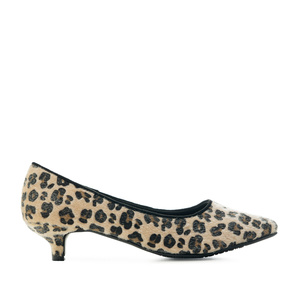 Kitten Heel Shoes in Leopard Fur Large Sizes, Sizes, Heeled Shoes, WOMEN,