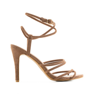 Tubular Strips Sandals in Earth Suedette