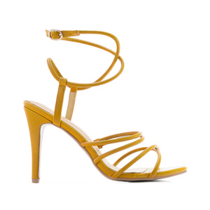Tubular Strips Sandals in Yellow faux Leather