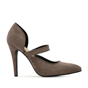 Taupe Faux Suedette Mary Jane High Heels