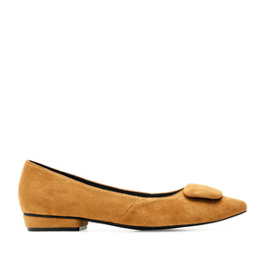 Camel Faux Suedette Pointed Flats