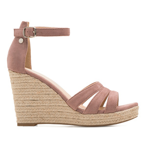 Nude Faux Suede Espadrilles with Jute Wedge