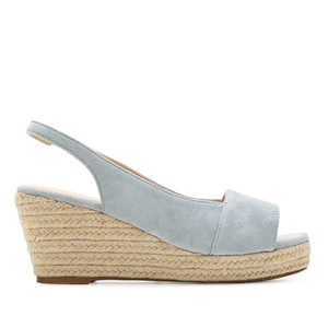Light Blue Faux Suede Espadrilles with Jute Wedge