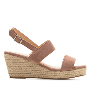 Nude Faux Suede Espadrille with Jute Wedge