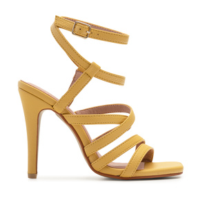 Yellow Faux Leather Strappy Sandals