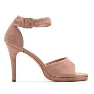 Nude faux suede heeled sandals