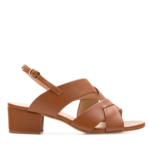Brown Faux Leather Sandals