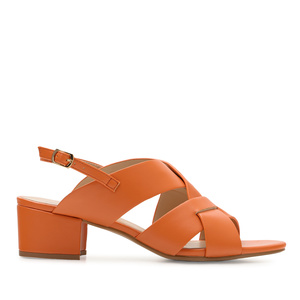 Orange Faux Leather Sandals