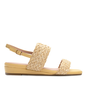 Yellow Faux Leather Braided Sandals