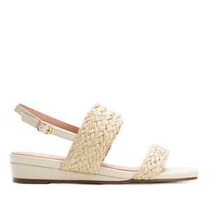 Beige Faux Leather Braided Sandals