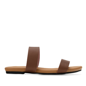 Sandale plate en soft marron