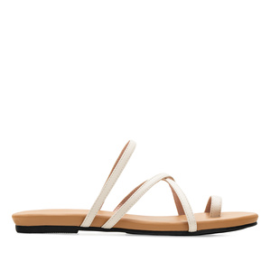 Beige Faux Leather Strappy Sandals