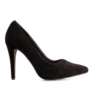Heeled shoes in black faux suede