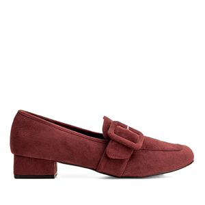 Moccasins in bordeaux faux suede and buckle detail