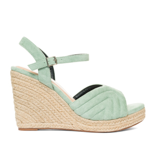 Mint faux suede espadrilles with jute wedge