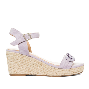 Purple faux suede espadrilles with jute wedge