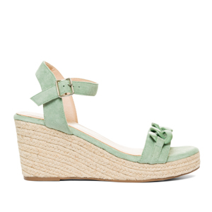 Mint faux suede espadrilles with jute wedge