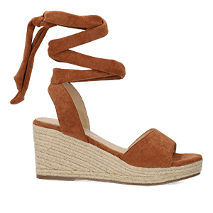 Brown faux suede espadrilles with jute wedge