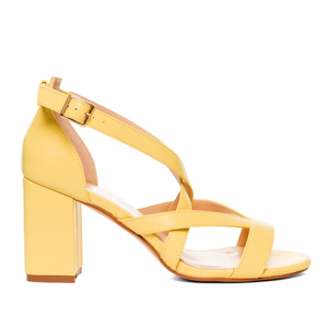 Yellow faux leather sandals