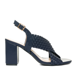 Braided navy faux leather sandals